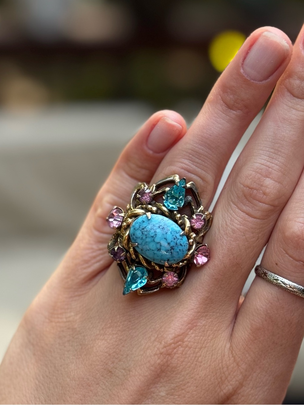 Vintage Turquoise Statement Cocktail Ring